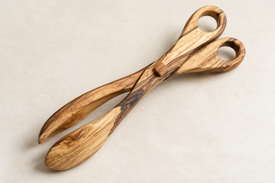 Olive Wood Serving Tongs