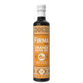 A bottle of Firma Flavour Orange Olive Oil with a white cap and a prominent orange label, shown on a plain white background.